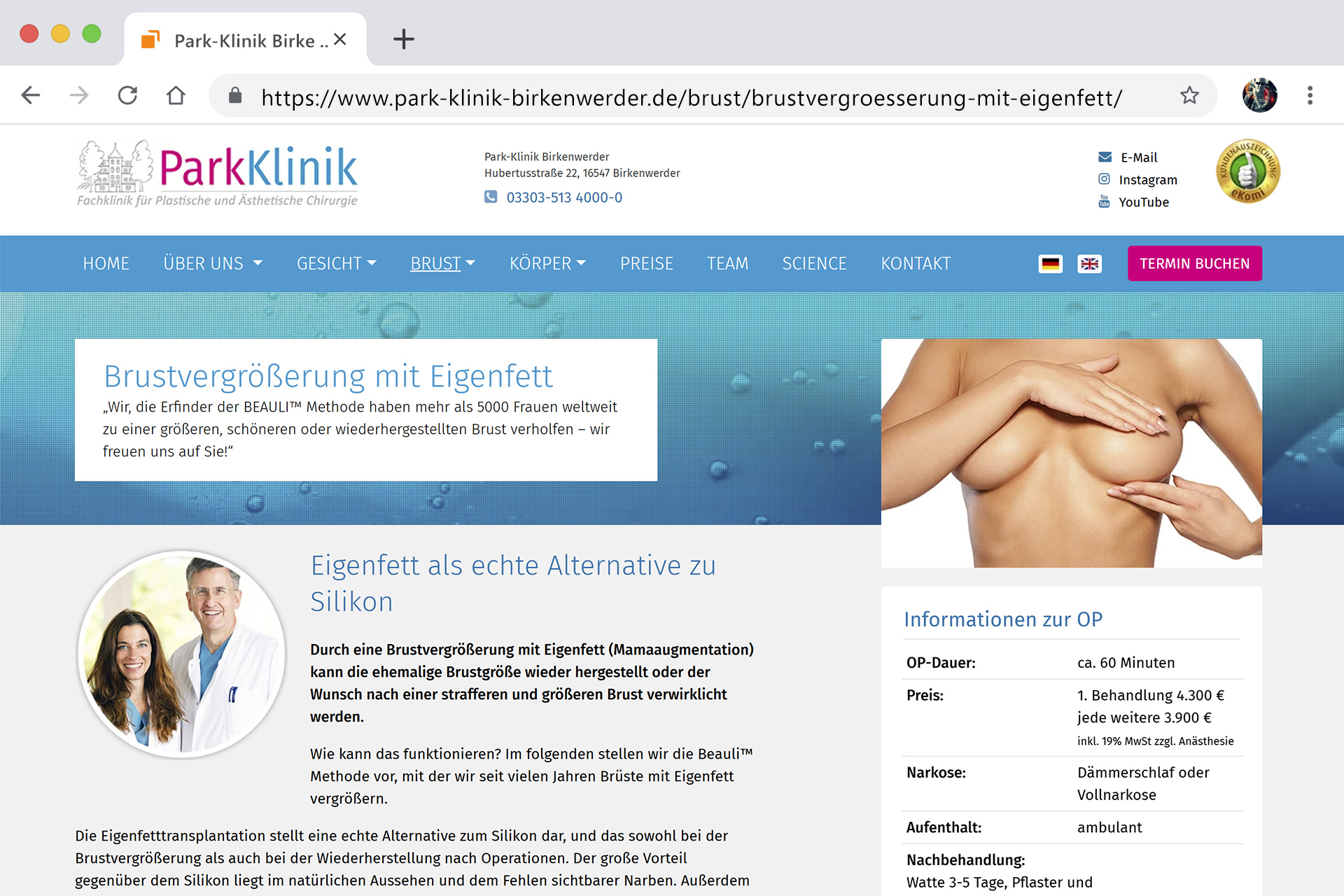 Screen: Unterseite – Brustvergrößerung mit Eigenfett